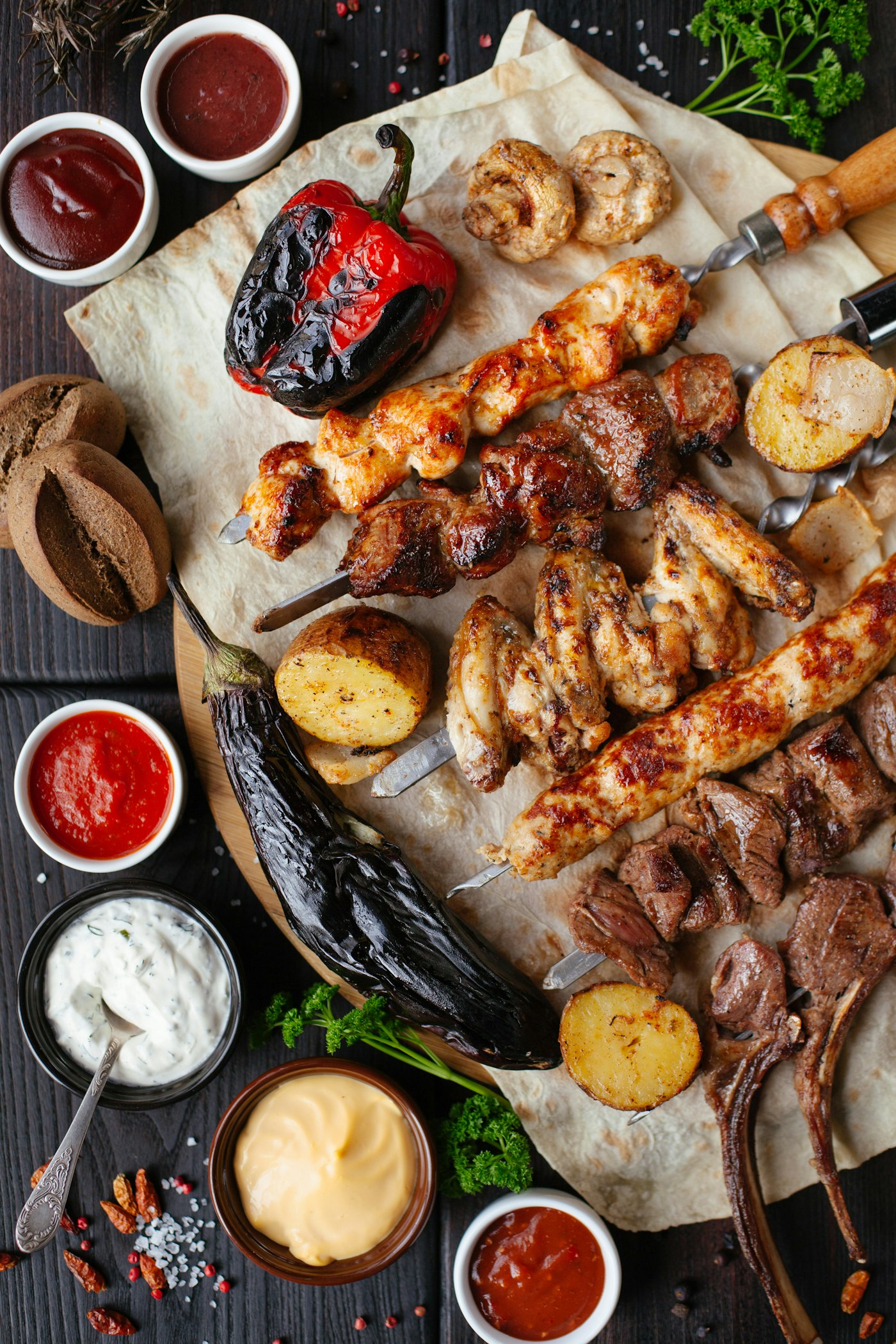 Food coming off the grill