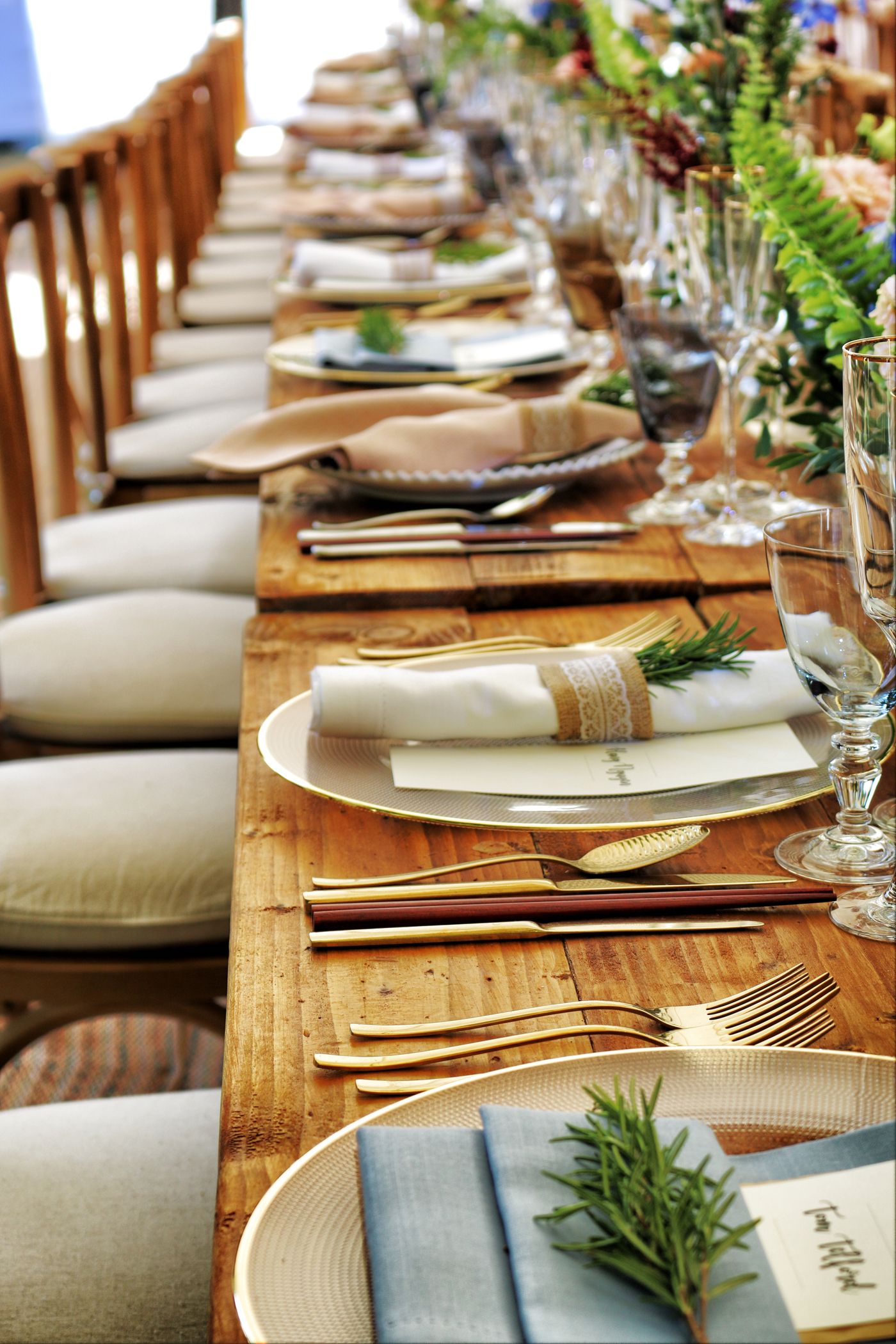 Place settings along the long table