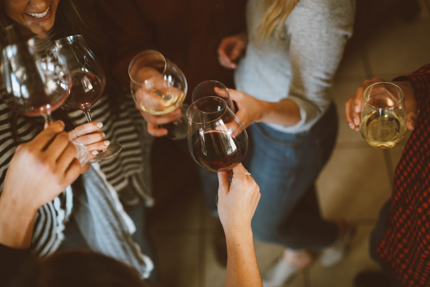 Glasses meeting in a toast